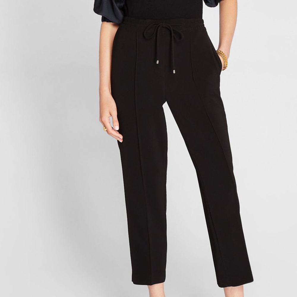 Club Monaco Black Cropped Drawstring Trousers